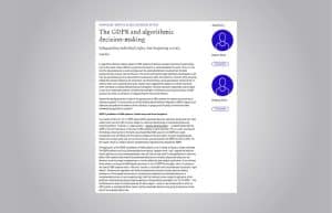 Cover des Online Beitrags "The GDPR and algorithmic decision-making"