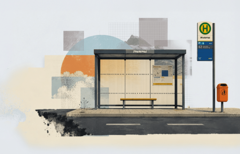 Illustration einer Bushaltestelle